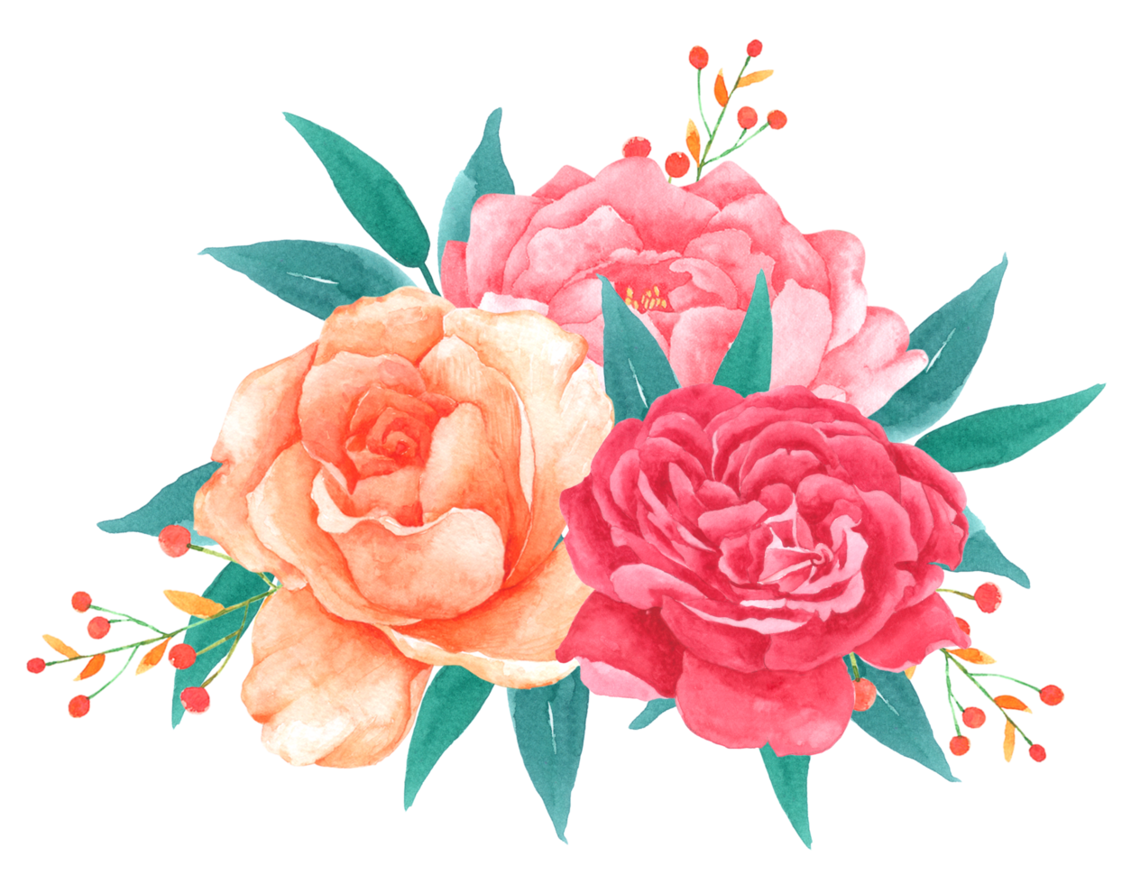 flower-bouquet-watercolor-wedding-flower-free-png